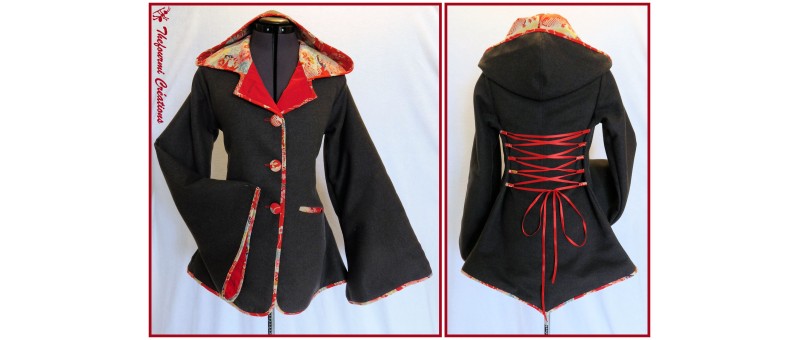 Manteau Corseté Japonnais rouge